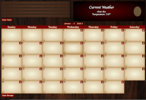 elegant red and beige calendar