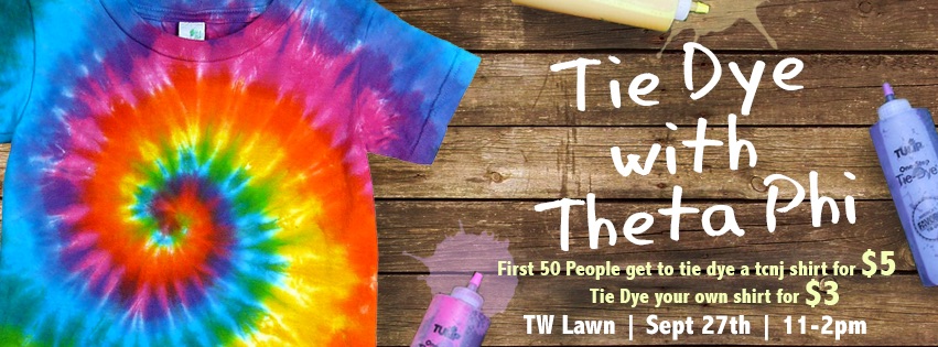 Theta Phi Alpha tie dye promotional flyer